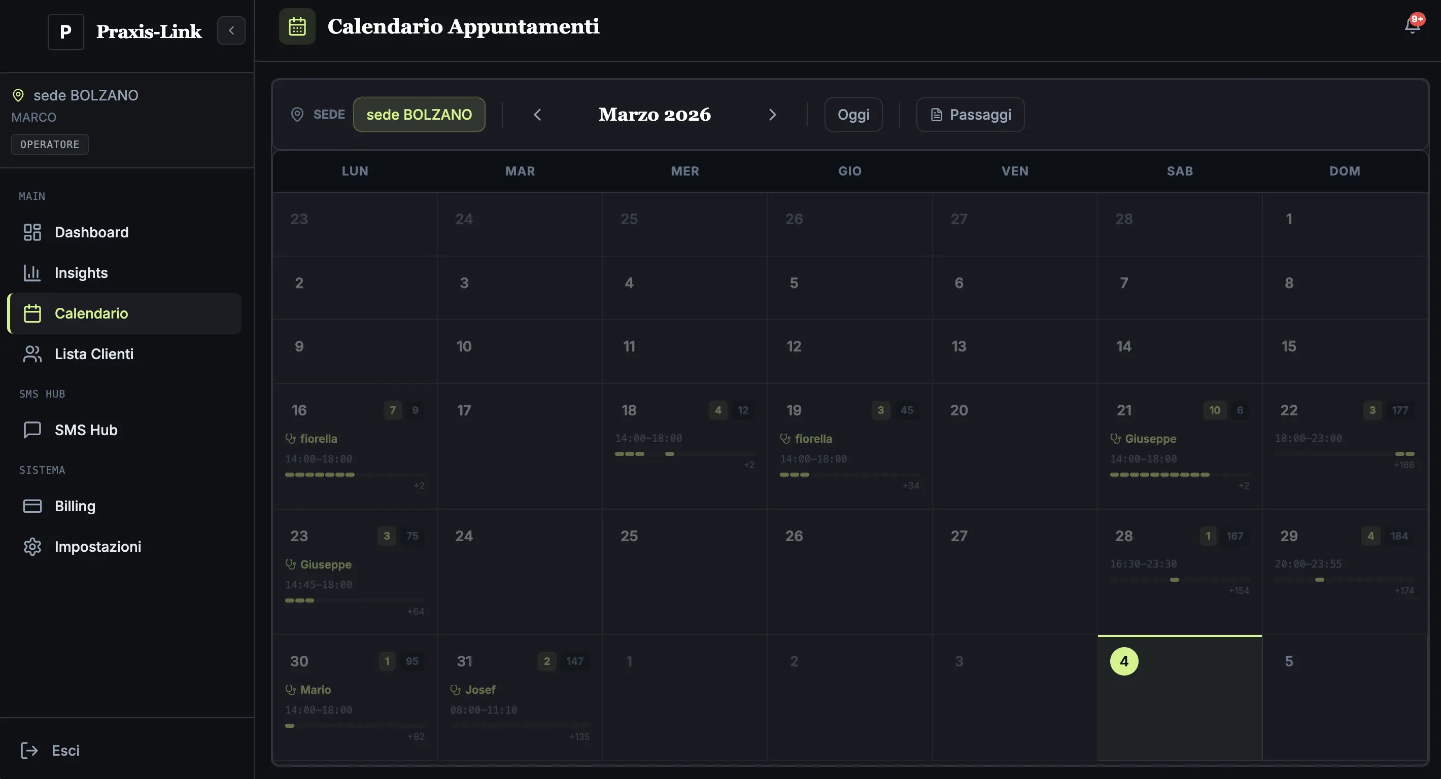 Calendar — live slots, conflict prevention